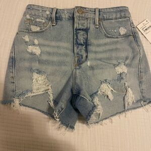 Good American Blue Distressed Jean Shorts